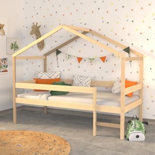 Lit Cabane Mi-hauteur 90x190 Sommier Inclus Penny - Bois