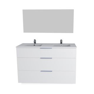 Meuble Sous-vasque 3 Tiroirs Marbella 120 Cm + Vasque + Miroir / Blanc