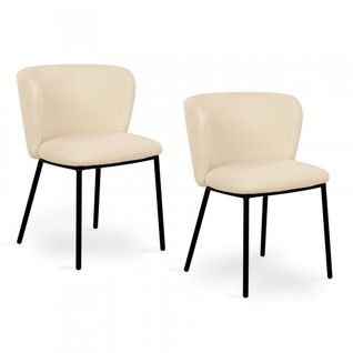 Lot De 2 Chaises Tissu Bouclettes Romy / Beige