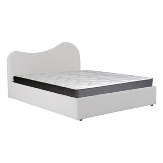 Lit Coffre 140x190 Cm Cocoon+ Sommier / Tissu Bouclette Blanc