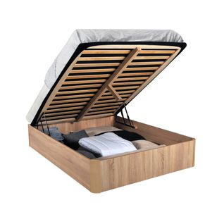 Lit Coffre Spiro 180x200cm + 1 Sommier / Décor Chêne Blanchi