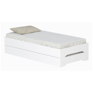 Lit empilable 2x90x190 cm ZELIO avec sommier blanc