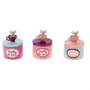 Boîte à Dents De Lait Pack 3 Rose Tasse 7x5x5 Cm