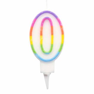 Bougie D'anniversaire "chiffre 0" 7cm Multicolore