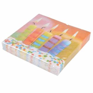 Lot De 20 Serviettes En Papier "bougie" 33x33cm Multicolore
