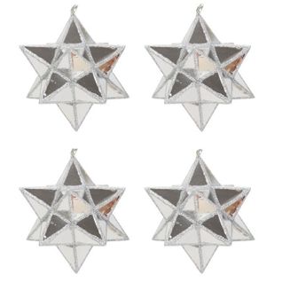 Lot De 4 Etoiles De Noël En Pvc Argenté 7 Cm