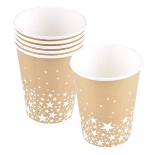 Lot De 6 Gobelets En Papier "étoile" 25cl Or