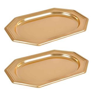 Lot De 2 Plateaux Déco "octogonaux" 34cm Or