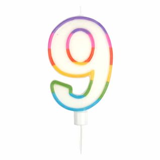 Bougie D'anniversaire "chiffre 9" 10cm Multicolore