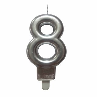Bougie D'anniversaire "chiffre 8" 7cm Argent