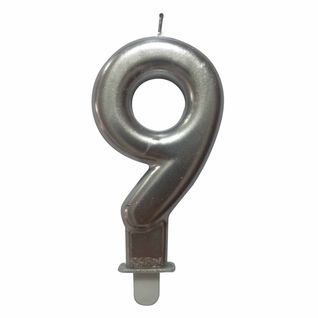 Bougie D'anniversaire "chiffre 9" 7cm Argent