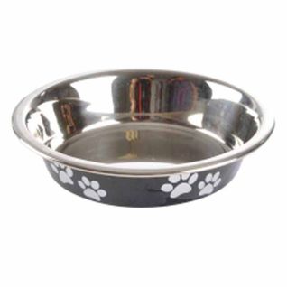 Gamelle Pour Chien et Chat "motifs Pattes" 12cm Noir