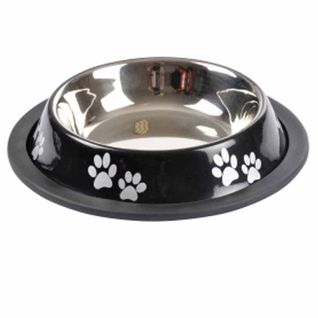 Gamelle Antidérapante Chien et Chat "pattes" 15cm Noir