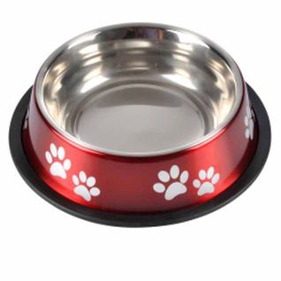 Gamelle Antidérapante Chien et Chat "pattes" 21cm Rouge
