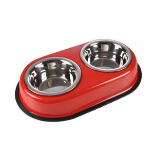 Gamelle Pour Chien et Chat "double" 35cm Rouge