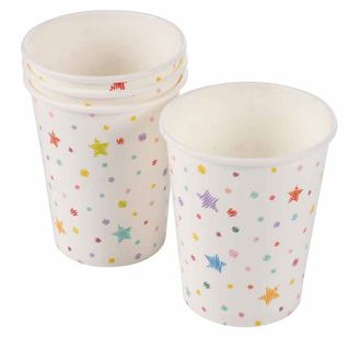 Lot De 6 Gobelets En Papier "anniversaire Coloré" 25cl Blanc