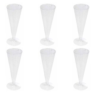 Lot De 6 Flûtes à Champagne Réutilisable "paillettes" 12cl Argent