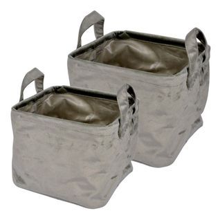 Lot De 2 Panières Carrées "velvet" 20cm Kaki