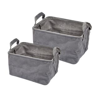 Lot De 2 Panières Rectangles "velvet" 32cm Anthracite