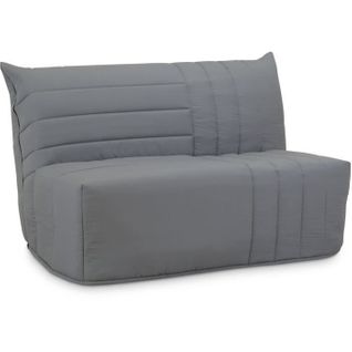 Banquette BZ 2 Places Becci - Tissu Gris - Matelas Bultex - L142 X P101 X H95cm