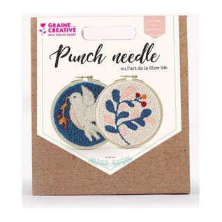 Kit De Broderie Punch Needle Diptyque Oiseau Et Feuille 15 Cm Multicolore