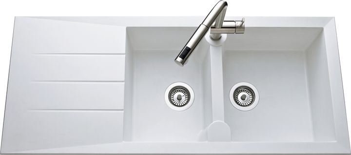 Evier résine 2 bacs SLAM 116 x 50 cm blanc