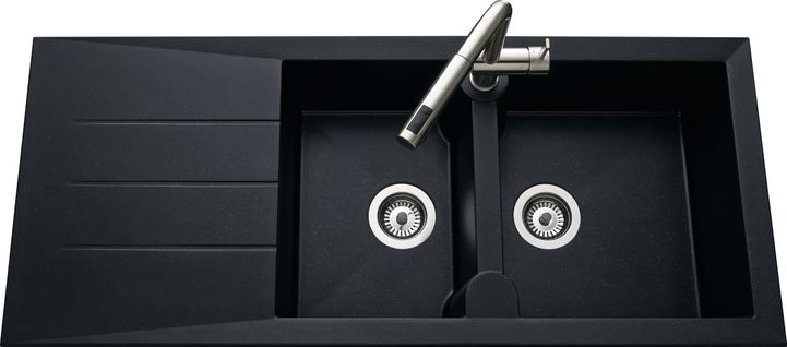 Evier résine 2 bacs SLAM 116 x 50 cm noir