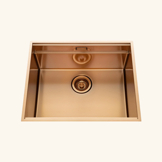 Évier Sous-plan Inox Cuivre Luisina Legato+ 1 Bac 550x450 - Égouttoir, Planche, Cache Bonde Inclus