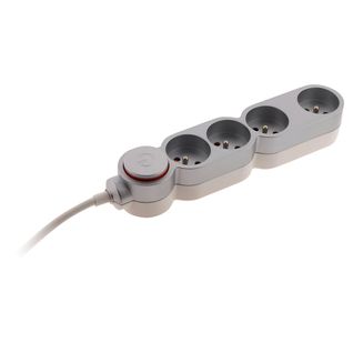 Bloc Home 4 Prises 16a 2p+t Câble 1,5m - Argent - Zenitech