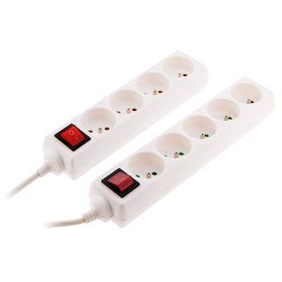 Lot De 2 Blocs Multiprise 4 Prises 16a 2p+t Interrupteur - Blanc - Zenitech