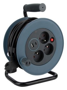 Enrouleur Compact 3 Prises + 2 USB C/a 12m - Gris - Zenitech