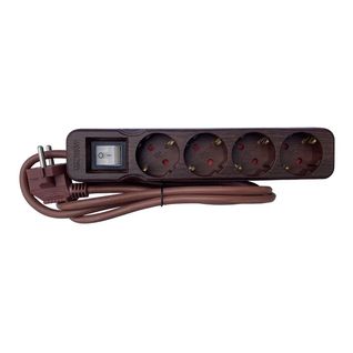 Multiprise Schuko 4x16a + Interrupteur - 1,4m - Marron - Zenitech