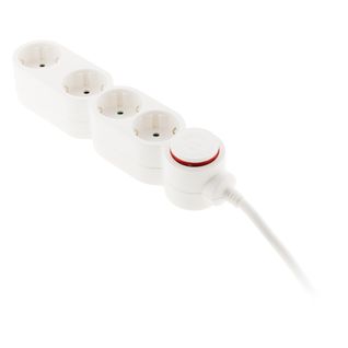 Multiprise Schuko 4x16a + Interrupteur - 1,5m - Blanc - Zenitech