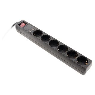 Multiprise Schuko 6x16a + 2 USB-a - Noir - Zenitech