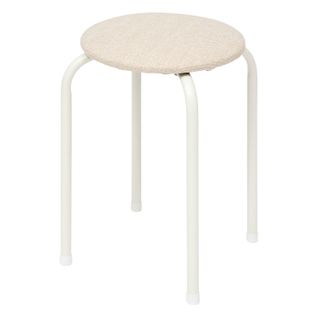 Tabouret D'appoint En Métal Et Tissu Chiné Flexy - Beige