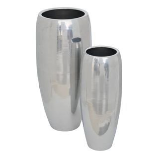 2 Caches-pot Reso En Acier 33x33x70cm Argent