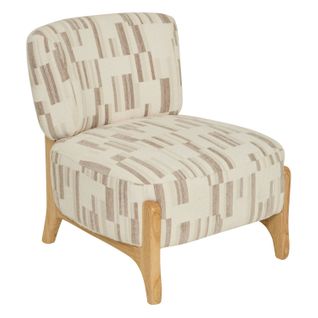 Fauteuil En Chenille Avec Pieds En Bois Effet Naturel Calix - Beige