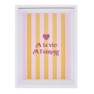 Affiche Encadrée à La Vie à L'amour - 30 X 40 Cm - Rose