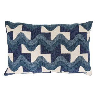 Coussin En Jacquard Chenillé "floe" 38x58cm Bleu Égéen