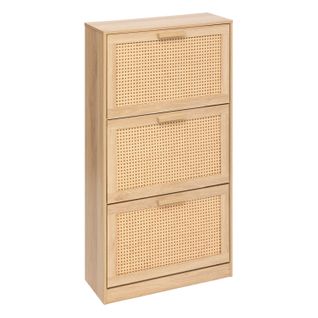 Range Chaussures 3 Portes Effet Cannage Drawy - Beige