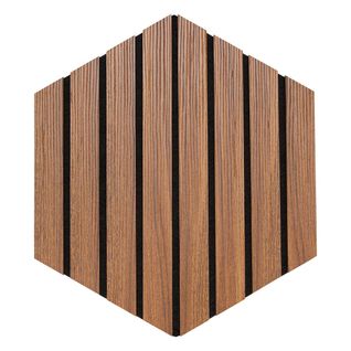 Set De 3 Panneaux Muraux Décoratifs Colva 30x26 Cm - Effet Noyer Fond Noir