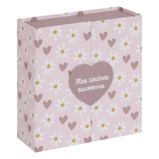 Coffret De Naissance Souvenirs Cœurs 9 Tiroirs Rose