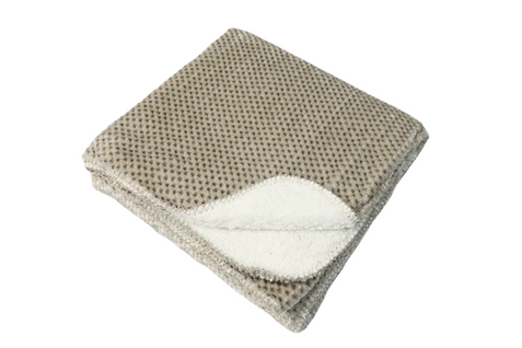 Plaid Flanelle Effet Sherpa Lyno Vert Kaki 170x130cm