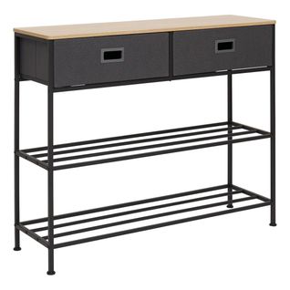 Console 2 Tiroirs Tissa Avec Range-chaussure Gris Foncé