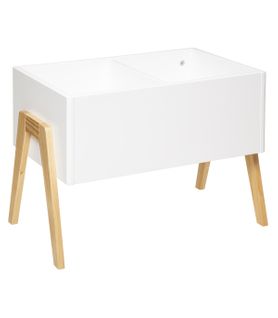Coffre À Jouets Ouvert  Coffre De Rangement Avec 2 Cases En Bois Blanc Et Naturel