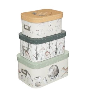 Lot De 3 Boites De Rangement En Carton Déco Les Animaux De La Forêt