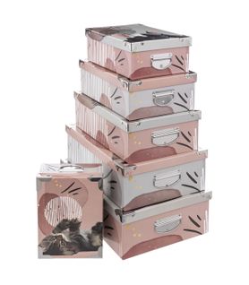 Lot De 6 Boîtes De Rangement Avec Poignées Et Coins En Métal Déco Animaux