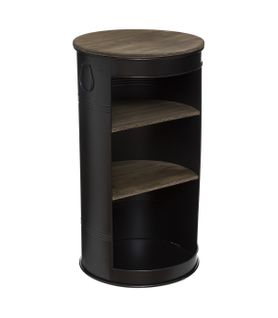 Table à Café En Métal Noir Et Bois D 50 X H 92 Cm