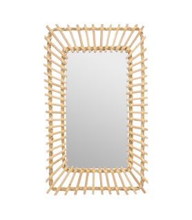 Miroir Mural Rectangle En Rotin 35 X 58 Cm