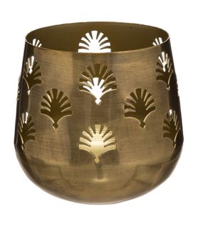 Bougeoir Photophore En Métal Ajouré Doré D 14 Cm